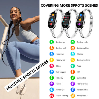 Gold Smartwatch For Women Compatible For Android& IOS,Bling Smart Bracelet With Female Menstrual Cycle Heart Rate Blood Pressure Remote Photography Waterproof Pedometer